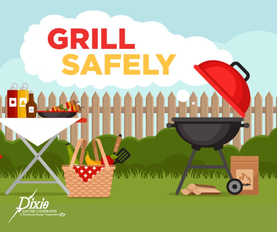 DixieCoop's tweet image. Using the barbecue grill is a great way to celebrate the summer and save a little electricity too. If you plan to grill, follow these safety tips:
🍔 Never leave a grill unattended.
🍔 Have a fire extinguisher ready.
🍔 Clean off any excess grease.
