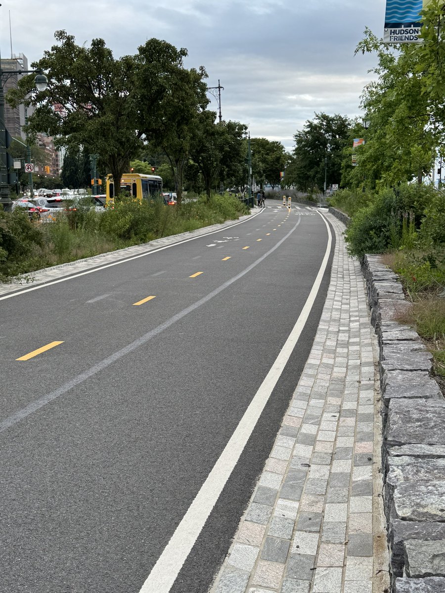 Heavy traffic in both directions on the country’s busiest protected bike lane along the Hudson River Greenway. Manhattan Borough President and Comptroller hopeful <a href="/MarkLevineNYC/">Mark D. Levine</a> hopes to build two more bike lanes to handle the overflow.