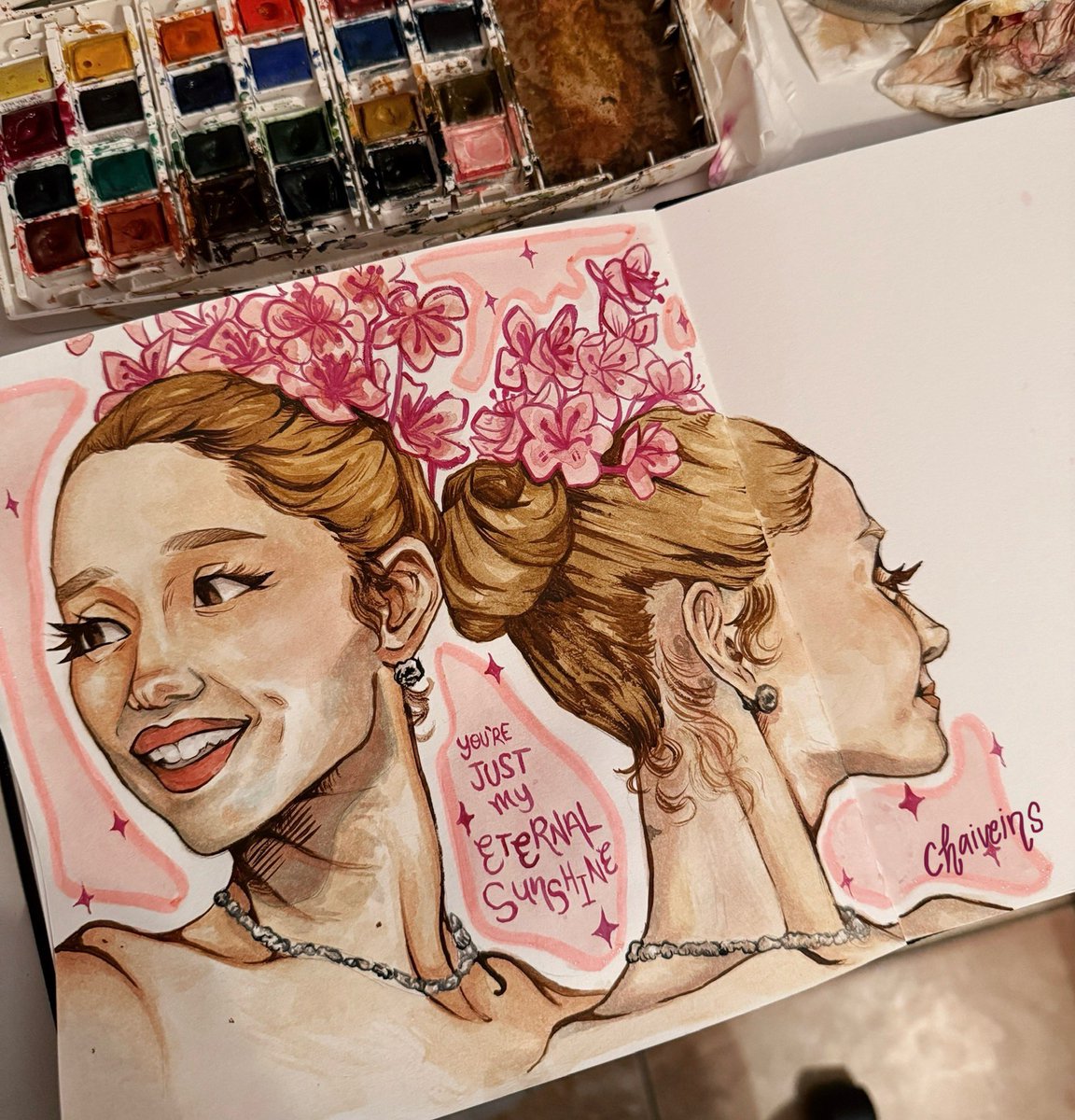 chaiveins's tweet image. would yall still fw me if i posted my watercolor paintings occasionally