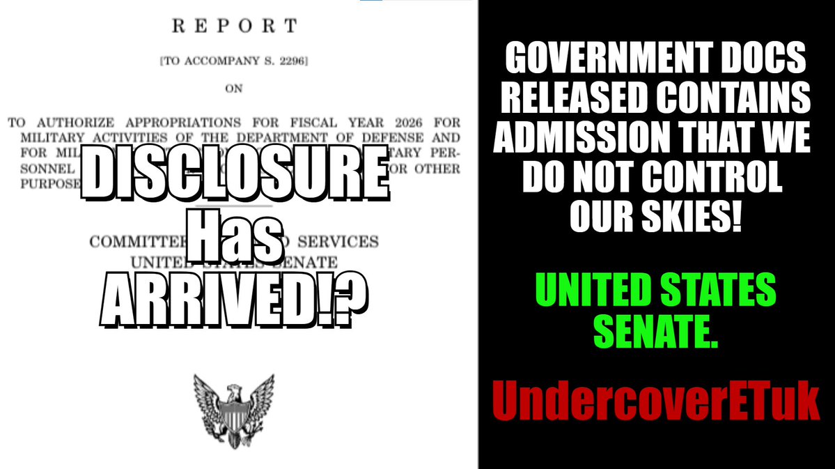 UndercoverETuk's tweet image. BREAKING NEWS! UNITED STATES SENATE RELEASES DOCS ADMITTING THEY DO NOT ... youtu.be/vCOHvDxJaeM?si… via @YouTube #ufotwitter @UAPDF @UAPWatchers @maniaUFO @Caspersight