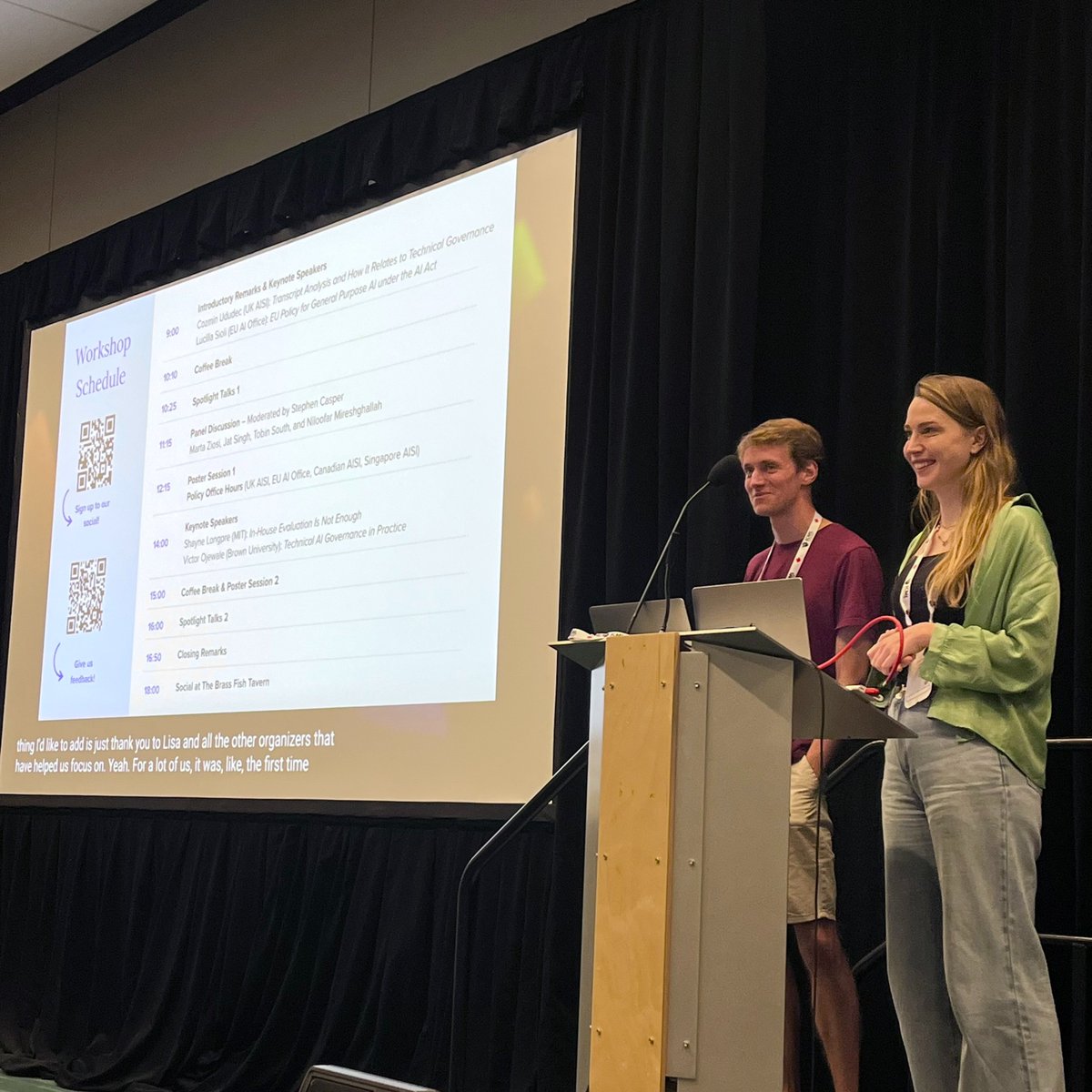 taig_icml's tweet image. 🏁 That's a wrap! Organizers @lisa_soder_ and @ben_s_bucknall close out the workshop. Thanks to all speakers and participants for a fantastic day.
Next stop: TAIG social! 🥂
#ICML2025