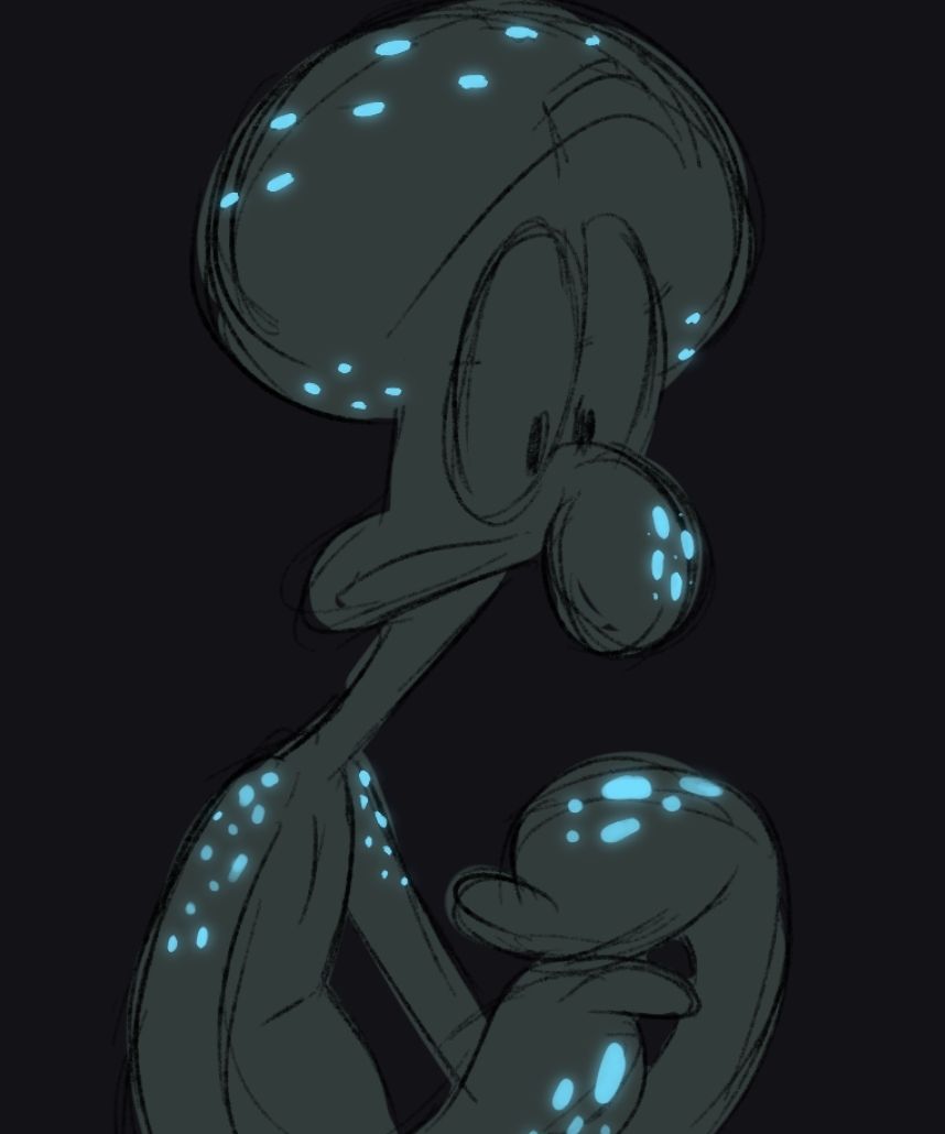 LiFMo_art's tweet image. For years I have been in love with the concept of Squidward Bioluminescent