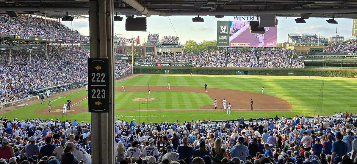 A packed house - and an obstructed view - in the friendly confines of Wrigley Field tonight!