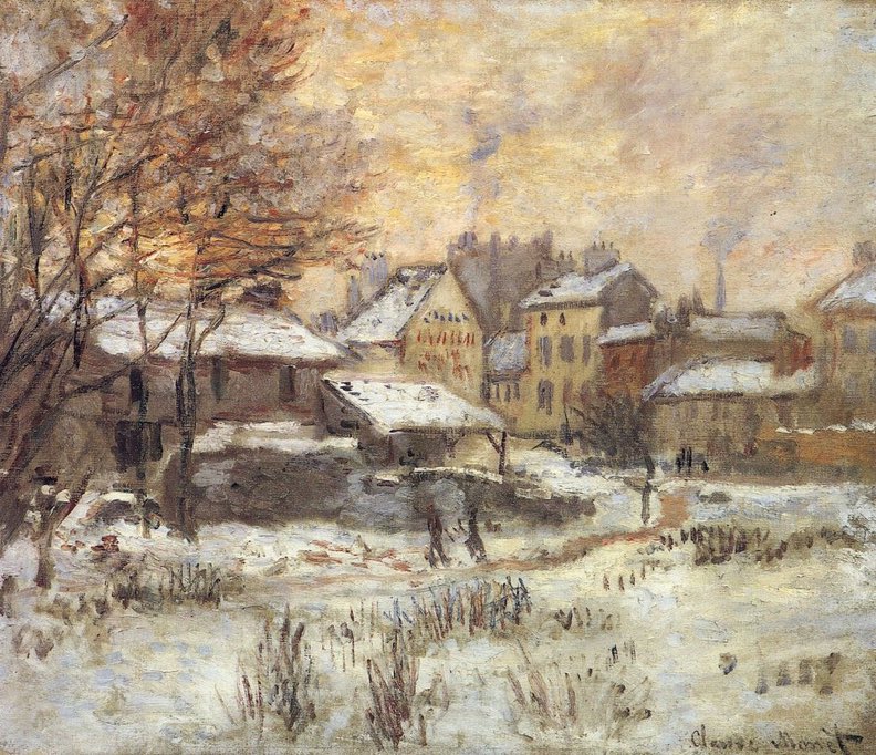 Efecto de nieve con puesta de sol - 1875, Claude Monet