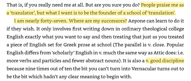 FredFredSanders's tweet image. C.S. Lewis on how his way of writing about Christian doctrine for a general audience is "just a technique," adding "I’m desperately anxious to see it widely learned." Oct 1945 letter (Letters Vol 2)