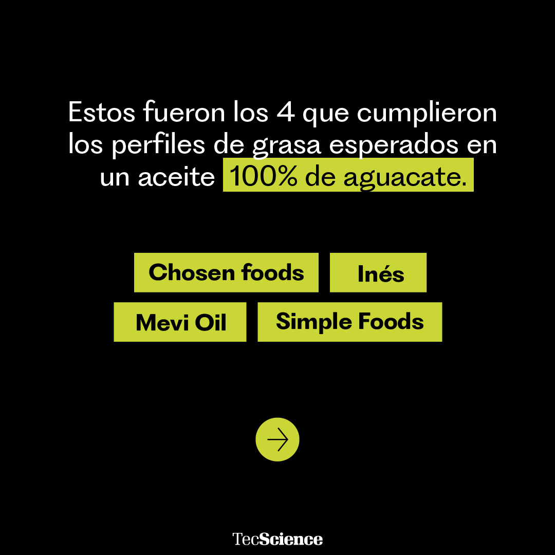 🥑 Un aceite adulterado puede poner en riesgo tu salud. Un estudio del <a href="/TecdeMonterrey/">Tecnológico de Monterrey</a> encontró que muchos aceites de aguacate en el mercado están mezclados con otros aceites de menor valor nutricional, incluso con ingredientes que podrían ser alérgenos.

👀 Te explicamos cómo