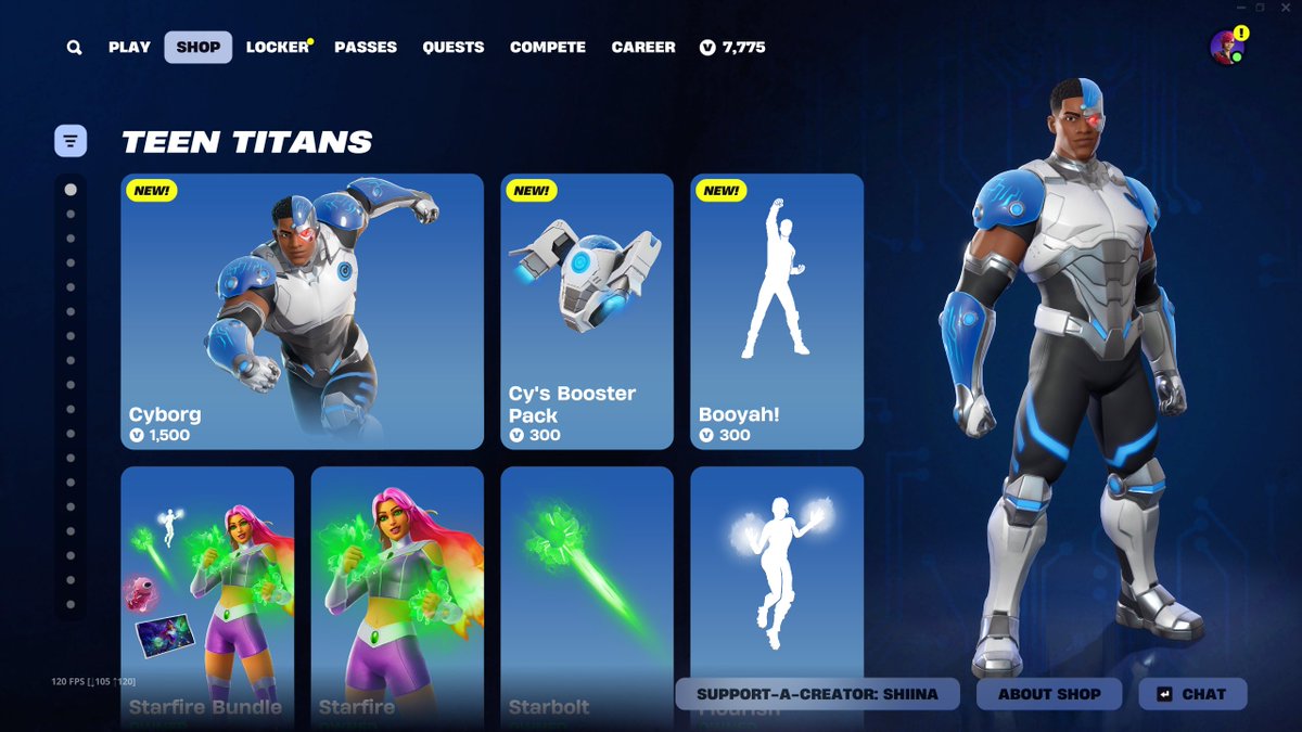 ShiinaBR's tweet image. CYBORG (TEEN TITANS) IS NOW IN FORTNITE 🔥
GET HIM HERE: fortnite.com/item-shop?crea…
Use Code "Shiina" to support me, thank you!! ❤️ #EpicPartner