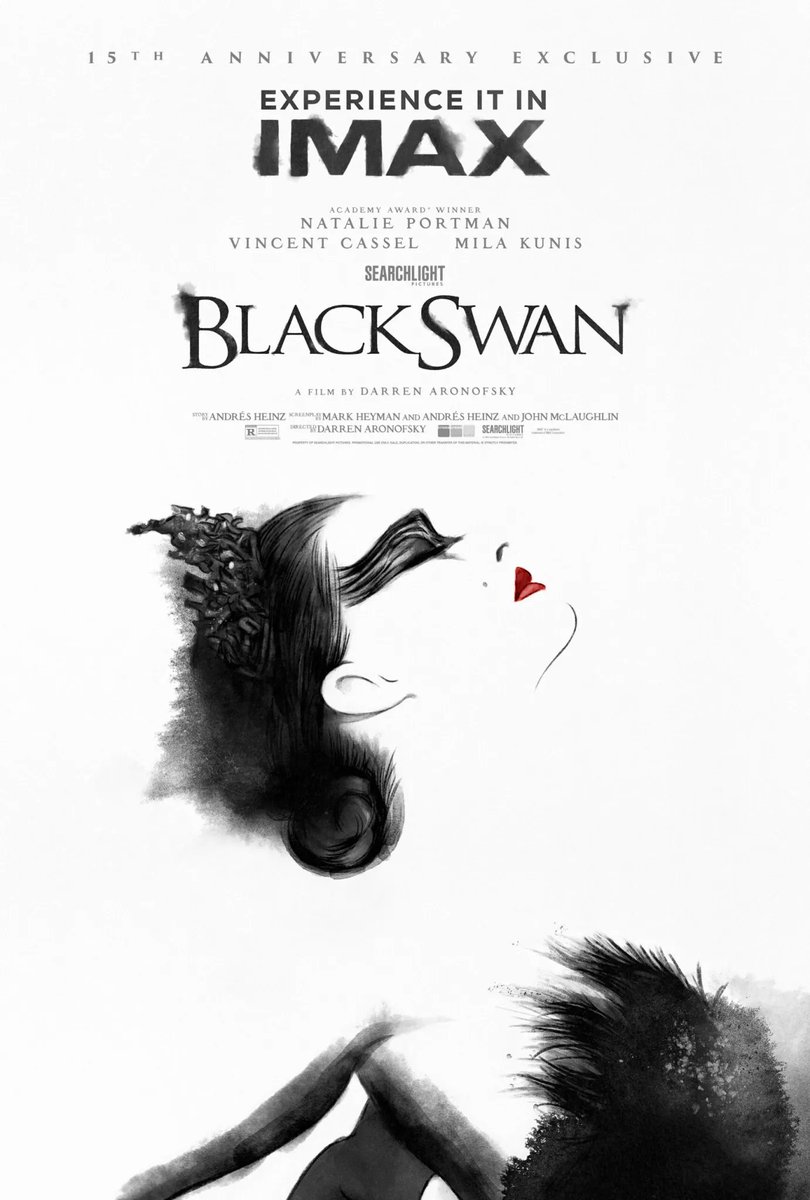 Terrormaniacos's tweet image. Ya pasaron 15 años desde el estreno de #BlackSwan en cines y para celebrarlo llegará a salas IMAX de Estados Unidos a finales de agosto.
Aún no sabemos si también podremos verla en Latinoamérica.
