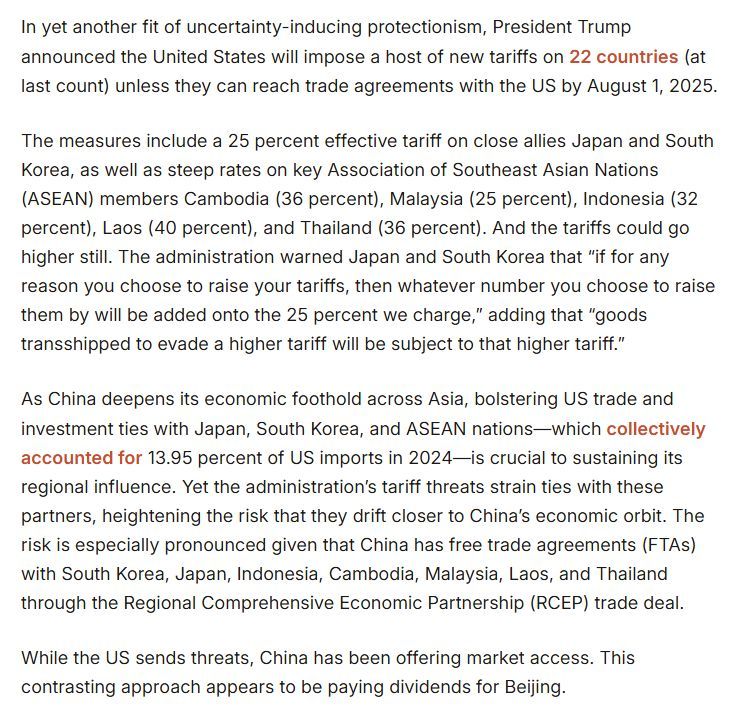 CatoTrade's tweet image. Instead of pursuing sound policy that reaffirms stable economic ties with allies, the Trump administration has opted for trade brinkmanship. America’s loss is likely to prove China’s gain. cato.org/blog/new-tarif…
✍️ @clark_packard