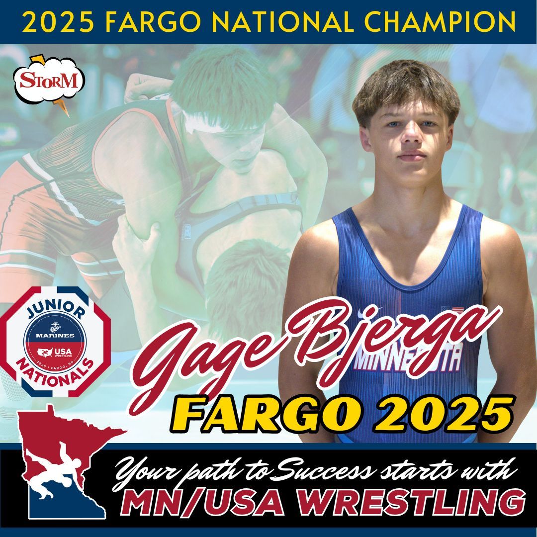 MNUSAW's tweet image. What a tournament for Gage Bjerga in his storm to a National Championship!  We are so proud of you Gage, and congratulations! #mnusawrestling #mnstorm