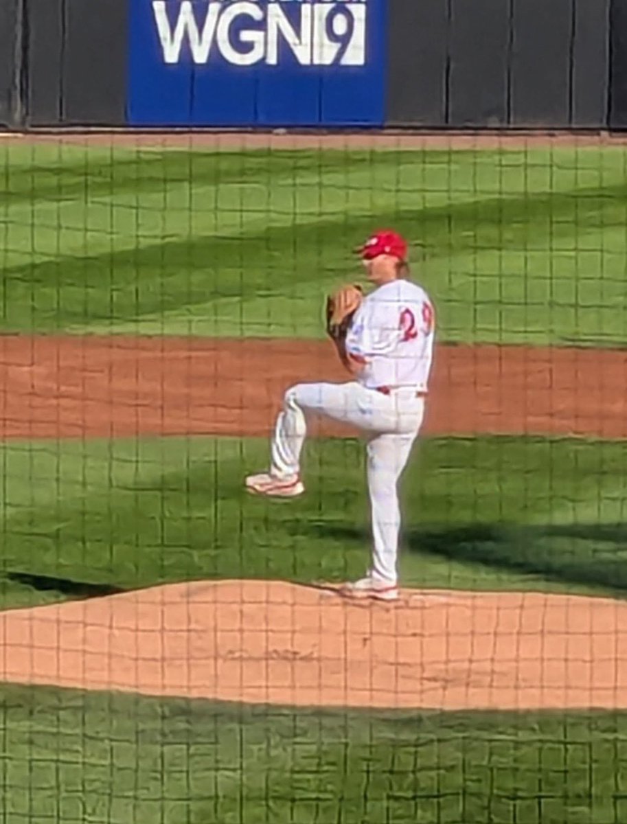 A friend is at the Chicago Dogs game today and took this photo of Jack Nedrow on the mound. (Photo credit Charles O’Reilly)