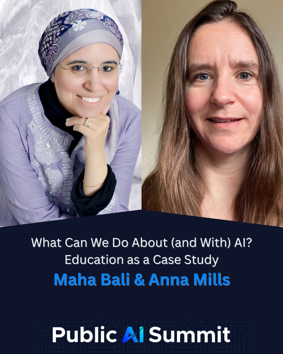 metalabharvard's tweet image. 📚 How are educators leading the way on AI? @Bali_Maha & @AnnaRMills will share what the classroom can teach us about community-building, ethics, and access to AI. Don’t miss this keynote at the #PublicAISummit
📅 Aug. 13-14, free for all! Register here: publicaisummit.org