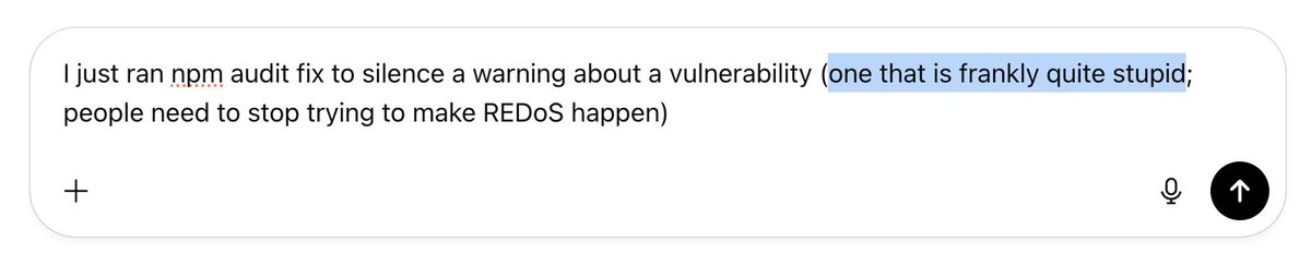 moyix's tweet image. I know this is going to derail it into arguing with me about how it's really super serious and we must all abide by best security practices, but I must speak my truth
