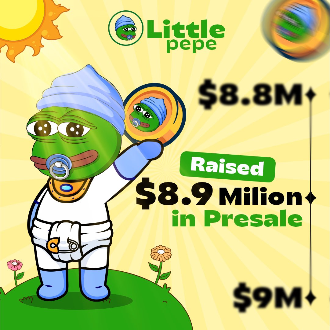 littlepepetoken's tweet image. 🚨 Milestone Unlocked! 🚨

Little Pepe Presale crosses $8.9M 💥💚

Huge thanks to our amazing community for the love and support! 🙌

🔥 Be part of the meme revolution.

👉 Join the $LILPEPE Presale now: littlepepe.com