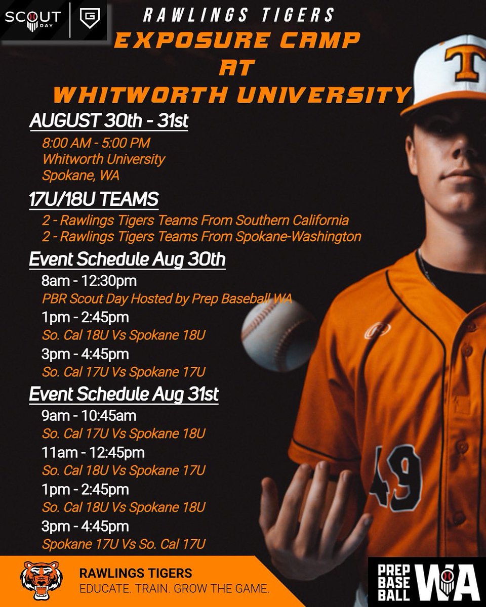 Rawlings Tigers Spokane (@509srt) on Twitter photo We are excited to announce our upcoming event schedule over Labor Day Weekend for our 17U and 18U teams. Great way to kick off the 2025 Fall Ball Season.
<a href="/TigersRiverside/">Rawlings Tigers Riverside</a>
<a href="/RecruitTigers/">Rawlings Tigers National Recruiting</a>
<a href="/Rawlings_Tigers/">Rawlings Tigers</a>
<a href="/SpikerHelms/">Spiker Helms</a> We are excited to announce our upcoming event schedule over Labor Day Weekend for our 17U and 18U teams. Great way to kick off the 2025 Fall Ball Season.
<a href="/TigersRiverside/">Rawlings Tigers Riverside</a>
<a href="/RecruitTigers/">Rawlings Tigers National Recruiting</a>
<a href="/Rawlings_Tigers/">Rawlings Tigers</a>
<a href="/SpikerHelms/">Spiker Helms</a>