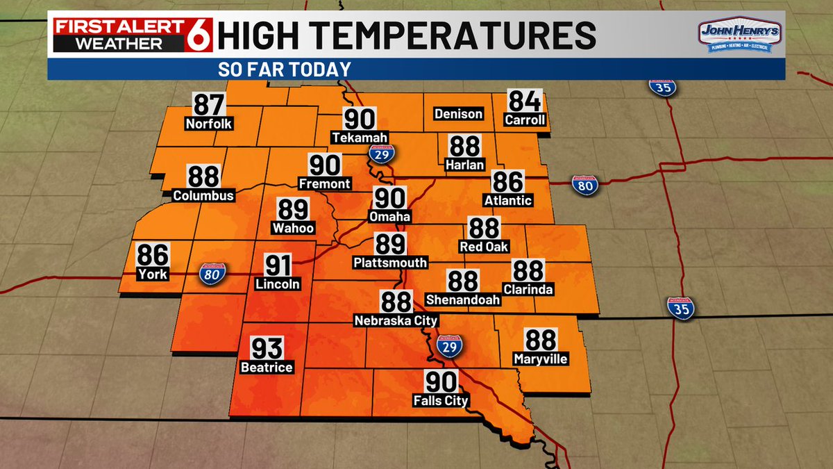 RustyLord's tweet image. Here's a look at the high temperatures across our area from earlier today.