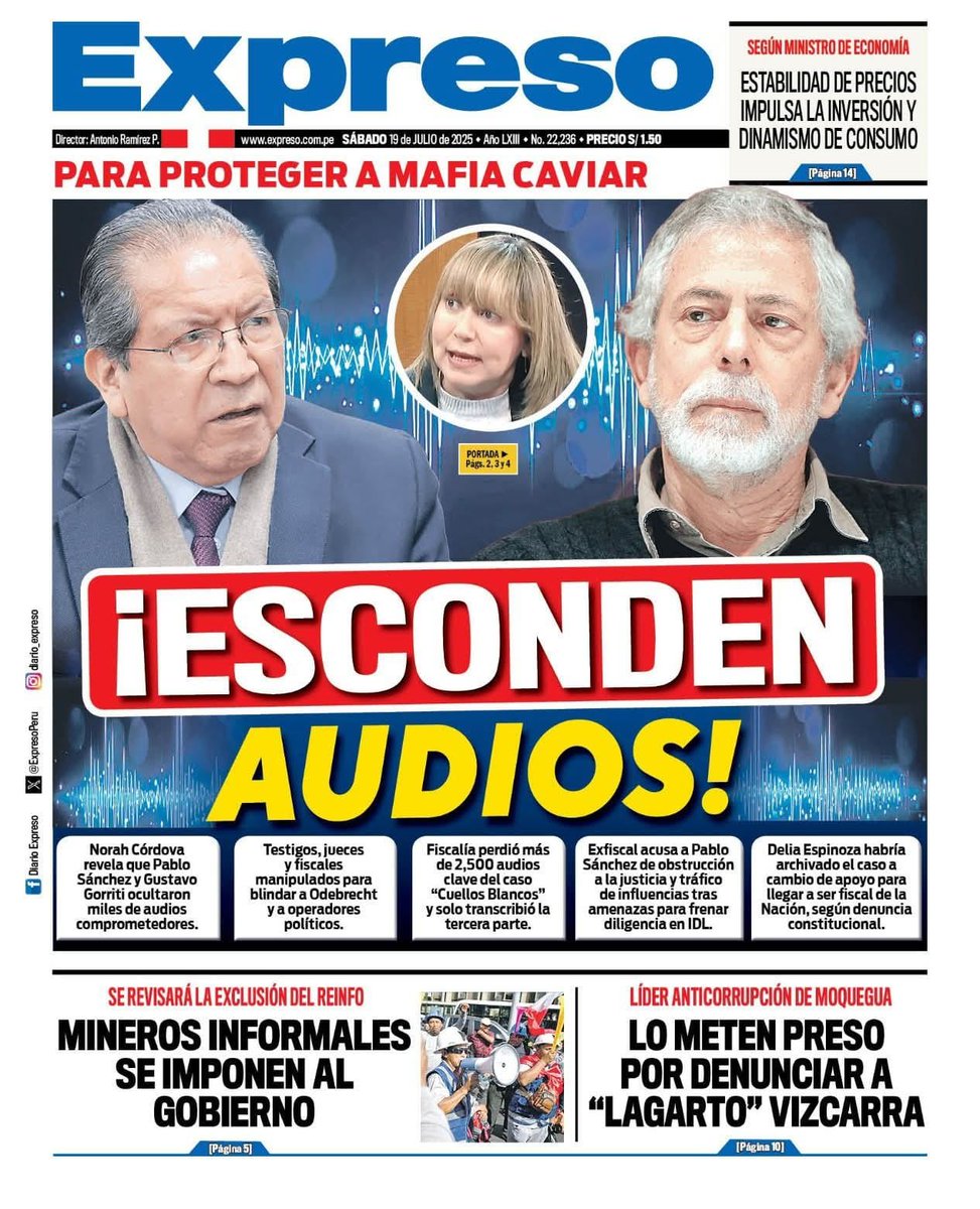 Pablo Sánchez abrió las puertas de la fiscalía a Gorriti, el operador que fué expulsado de Panamá por chantajear a políticos de ese país. Le puso una oficina en el noveno piso y le entregó los audios de Los Cuellos Blancos, con los cuales tiene hoy del cuello a jueces y fiscales