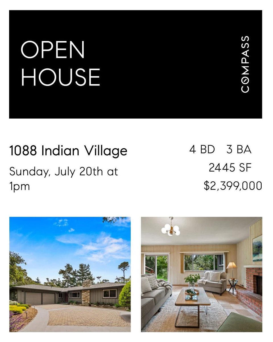 MonikaHomes's tweet image. Open House tomorrow from 1-3 pm!

📍1088 Indian Village Road
Pebble Beach, CA
Now $2,399,000

 📞 (831) 917-8208
🏠 monikacampbell.com
📧monika.campbell@compass.com

#MonikaMustSee #CompassRealty #pebblebeach #compassrealestate #openhouse 

CA DRE# 01370848