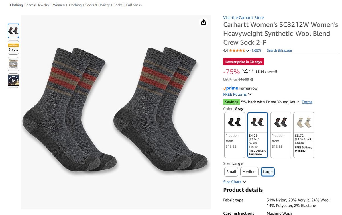 RetailHackr's tweet image. 2pk Carhartt Wool Socks for $4.28 (75% Off)

Great for ski season - could be unisex! Normally $16.99

Buy here --&amp;gt; amazon.com/Carhartt-Women…

#Amazon #deals #ad #discounts