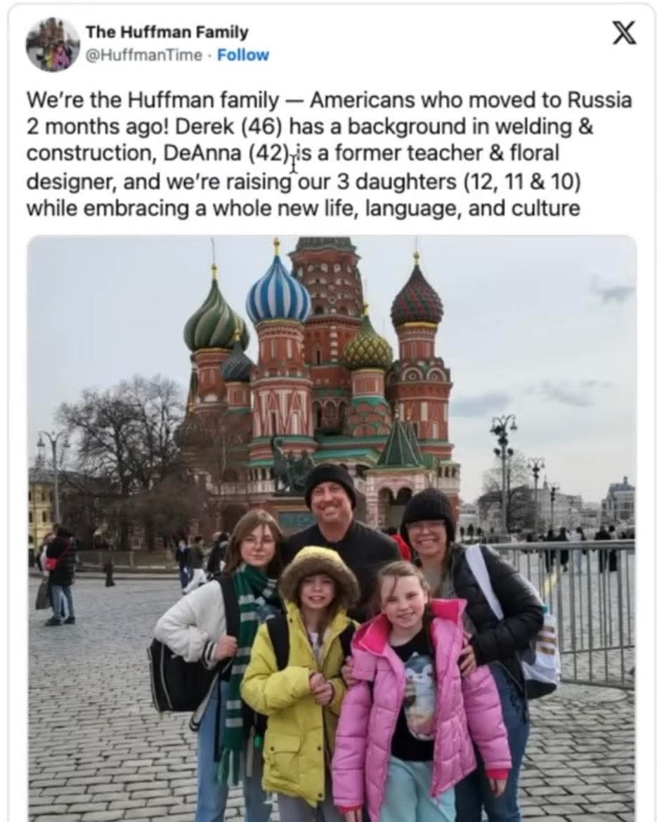 SlavaMalamud's tweet image. Spoiler alert. This Christian fundamentalist Texas family, which moved to Russia because America was not authoritarian and racist enough for them, is having its quintessential "Velkom tu ze Mazzerland", as the dad is being sent to fight in Ukraine. A come to Jesus moment, really.