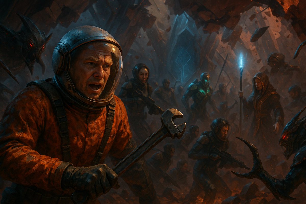 Yuri ducked under a Dra'keth claw, his face smeared with blood, as he cried grimly, "The chamber is collapsing! We have minutes!" Cracks gaped in the walls, debris crashed down, the chamber a chaos of screams and splintering stone.