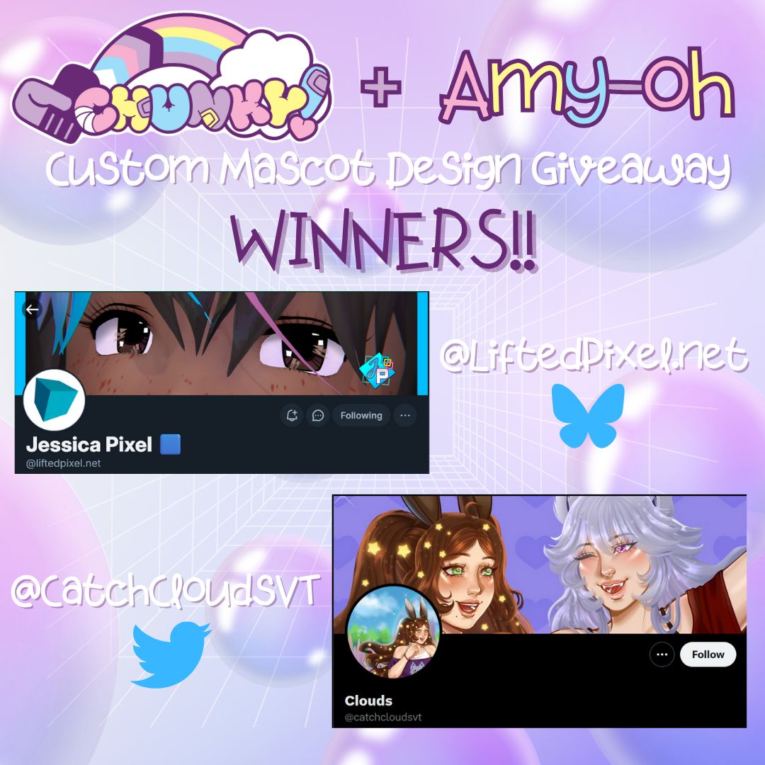 _VChunky_'s tweet image. 💭💗V-CHUNKY + AMY-OH BUBBLY COLLAB WINNERS💙💭
Our winners are....
• @liftedpixel.net (bluesky)
• @catchcloudsvt (twitter)
Congratulations to the winners! And thank you from us and @AmyOhVT to everyone who entered the giveaway~