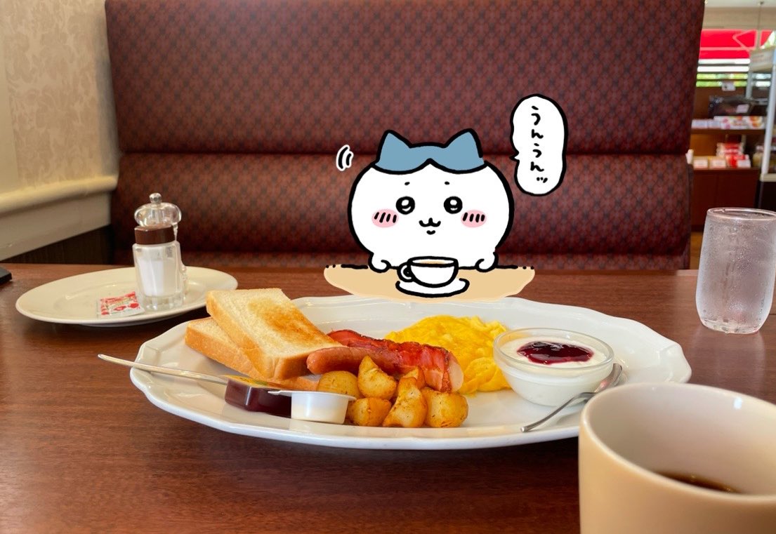 ハチワレちゃんと朝デート🩵
