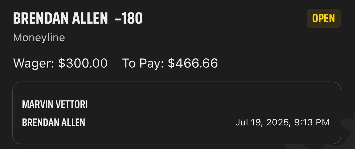 TheJayPick's tweet image. UFC 318 FREE MAX 🔨🔨

🥊 Brendan Allen ML

@TheJayPick