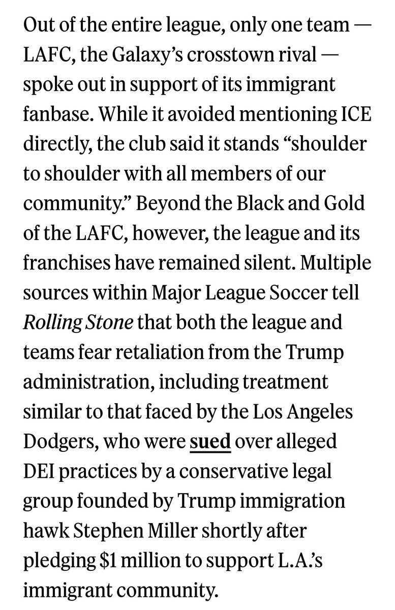 As rumoured. The truth is actually worse. All of MLS fears retaliation from the current administration, which also sued the Dodgers for showing support for their community.
