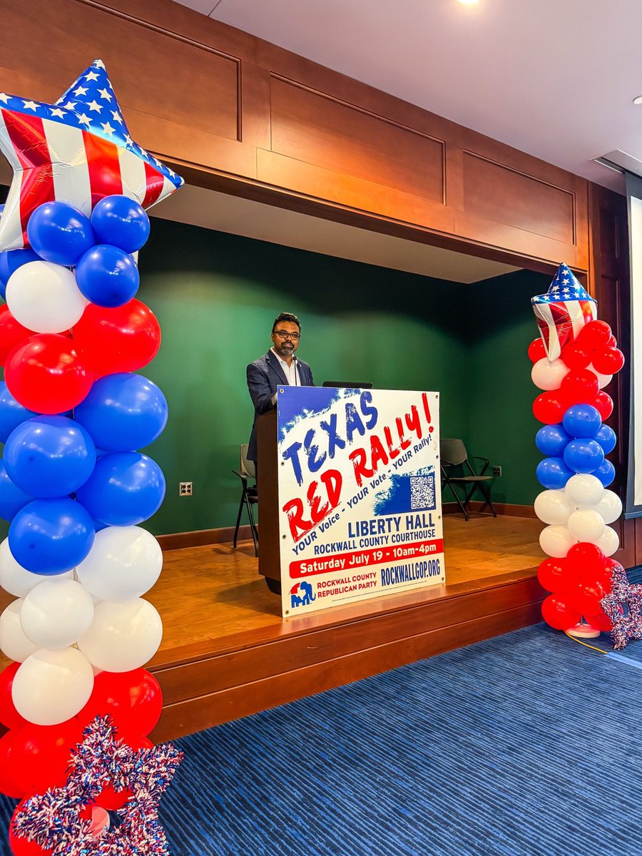 TexasGOP's tweet image. Thank you, @RockwallRP, for your hospitality at the Texas Red Rally. It was a pleasure for Chairman @AbrahamGeorge to speak with you on the pressing issues facing our state. Let’s keep pushing forward and keep Rockwall red! 🇺🇸