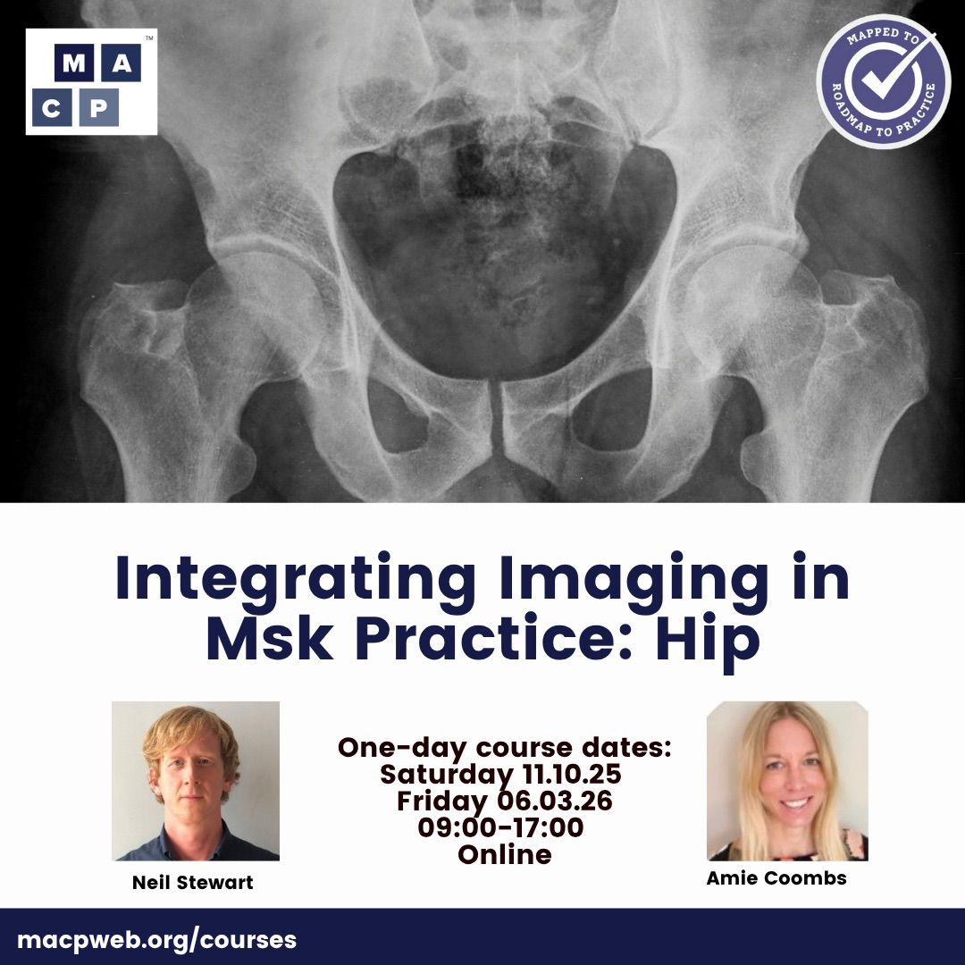 MACP (@physiomacp) on Twitter photo Do you often interpret and/or request hip imaging in your Msk practice?
Enhance your skills in analysing hip and pelvis images and improve patient management for hip pain through this interactive online course with experts <a href="/AmieCoombs2/">Amie Coombs</a> and <a href="/neilstewart101/">Neil Stewart</a>.
Reserve your spot at Do you often interpret and/or request hip imaging in your Msk practice?
Enhance your skills in analysing hip and pelvis images and improve patient management for hip pain through this interactive online course with experts <a href="/AmieCoombs2/">Amie Coombs</a> and <a href="/neilstewart101/">Neil Stewart</a>.
Reserve your spot at