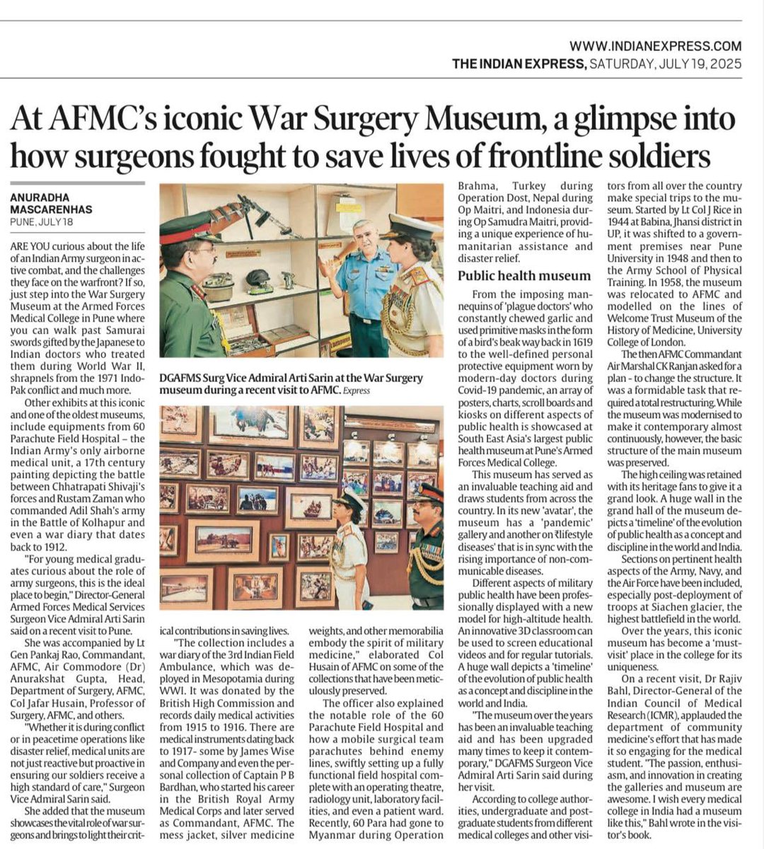 Ambreenzaidi's tweet image. Meet my brother-in-law, Col. Jafar Hussain, Professor of Surgery at AFMC Pune, as he explains the concept of War Surgery and takes us through the incredible War Surgery Museum in Pune.
So proud of him and everyone involved in preserving and showcasing this remarkable legacy.…