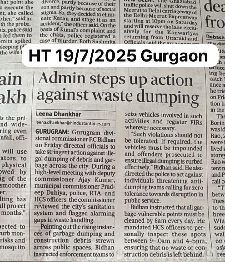 Gurugram's waste crisis needs more than clean-up drives. We need infrastructure support, regulated waste collection, #ZeroTolerance towards SWM violations &amp; dust mitigation non-compliance, and a relook at the builder-floor (S+4) policy driving demolition waste.We deserve better