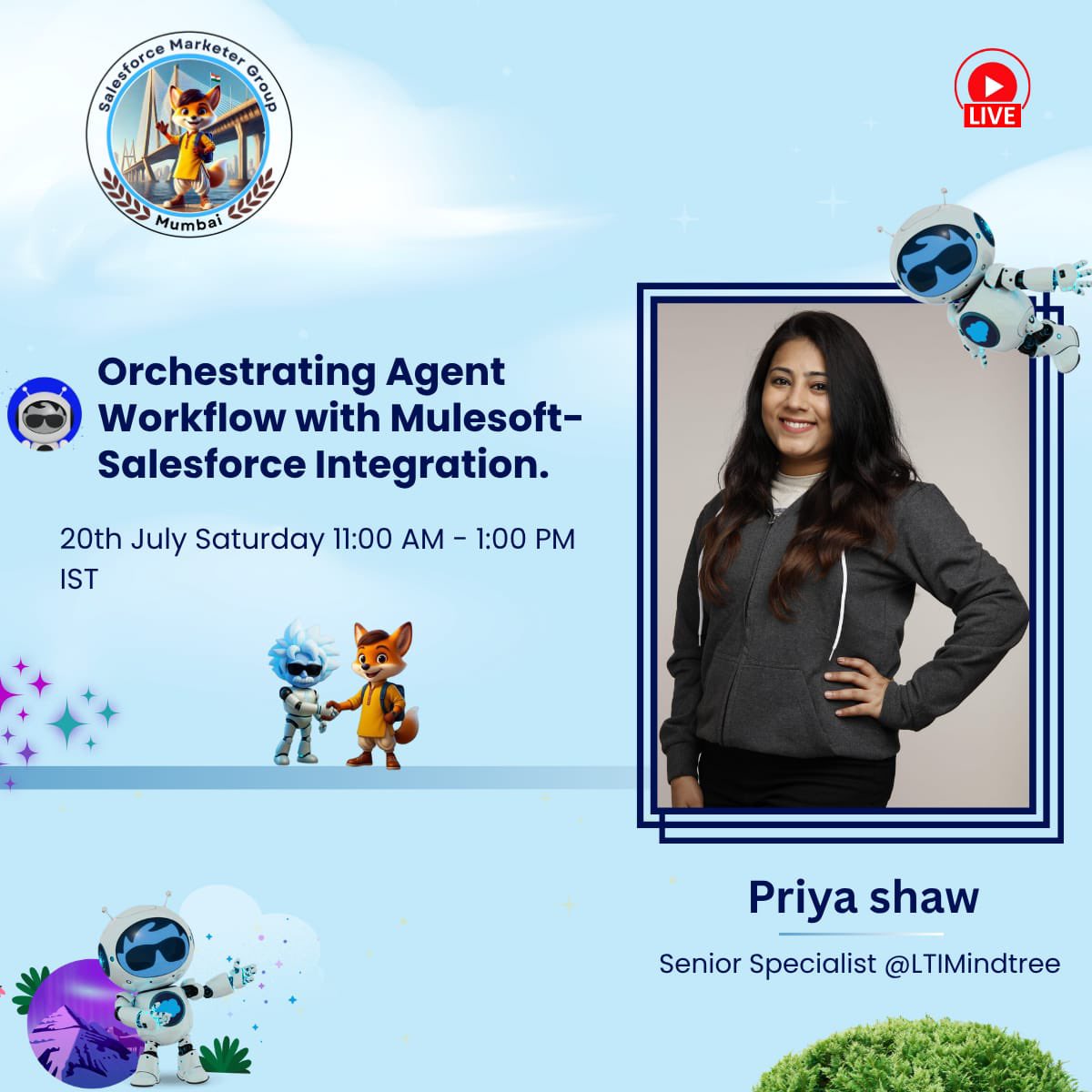 SFMC Mumbai (@sfmcmumbai) on Twitter photo Sunday = Funday with #AIMforAgentforce! 🎉
Excited for the grand finale—double power sessions, learning, and celebration.
Don’t miss <a href="/shibua/">Shibu Abraham</a> Sir & Priya Shaw lighting up the stage with next-level insights!
Let’s close out in true #SFMCMumbai style. 🚀
#FunDay Sunday = Funday with #AIMforAgentforce! 🎉
Excited for the grand finale—double power sessions, learning, and celebration.
Don’t miss <a href="/shibua/">Shibu Abraham</a> Sir & Priya Shaw lighting up the stage with next-level insights!
Let’s close out in true #SFMCMumbai style. 🚀
#FunDay