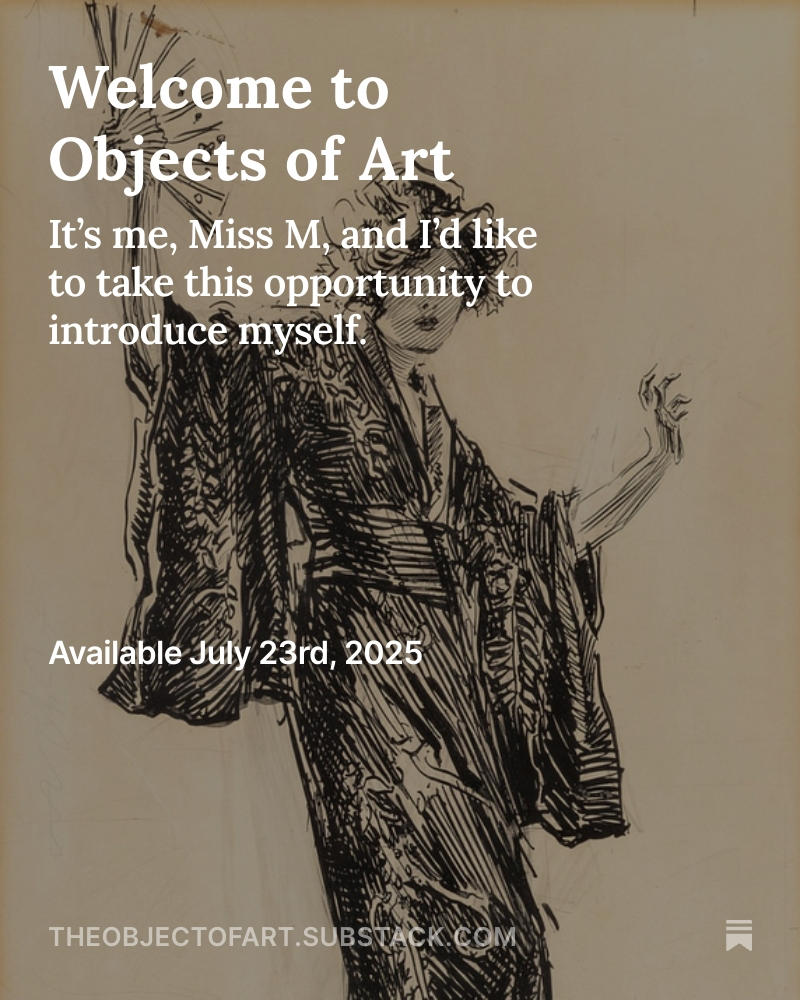 🌟 My first official Substack post drops July 23.
I decode art, cinema &amp; visual culture like sacred texts.
Subscribe &amp; stay tuned: theobjectofart.substack.com