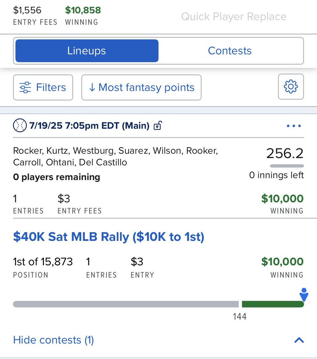 Great night for our 8th takedown of the year! #MLB #DFS