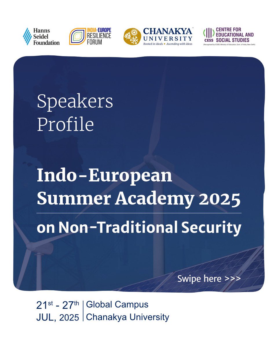 ChanakyaUni's tweet image. Energy. Climate. Geopolitics.

At the Indo-European Summer Academy 2025, leading policy makers and emerging scholars come together from 21st July 2025 to engage with the critical transitions shaping our world.

Through shared inquiry and cross-continental dialogue, we explore how…