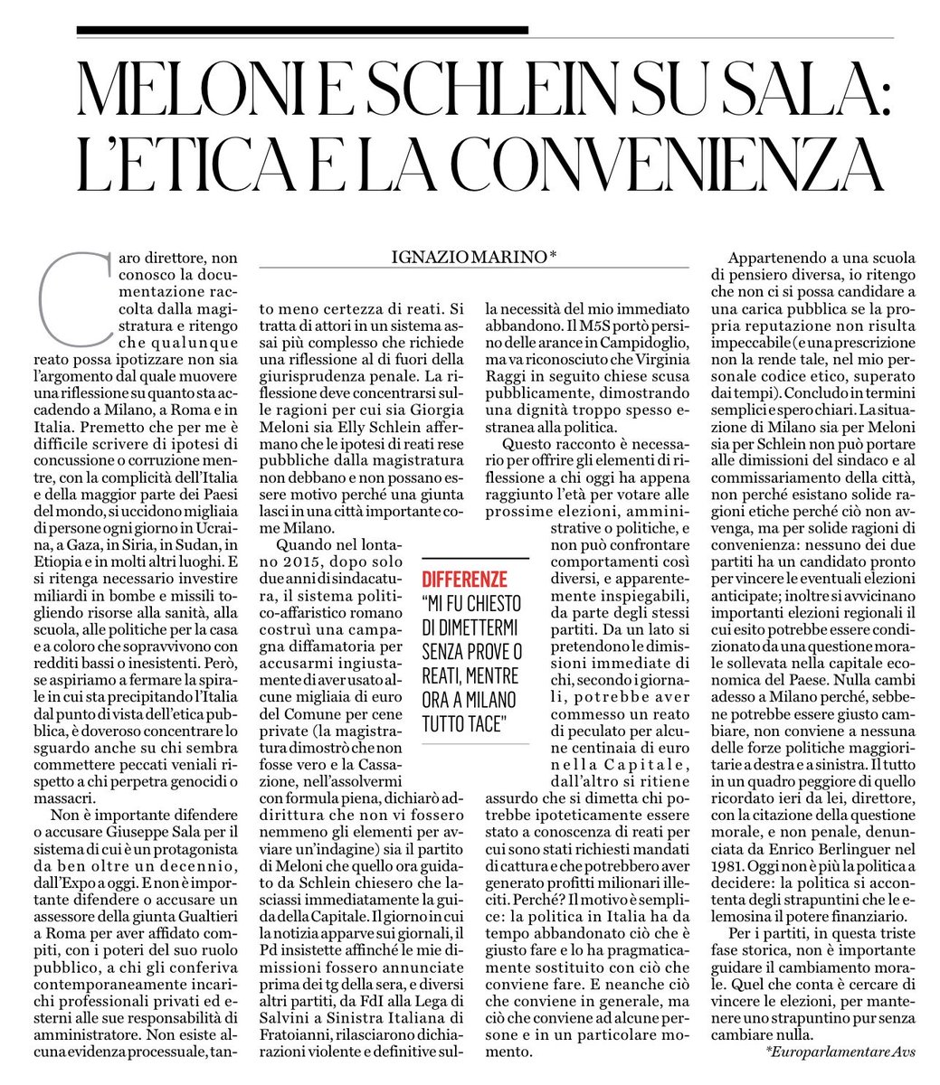 konomoronao's tweet image. Condivisibile lo sfogo di Ignazio Marino di oggi in cui si evidenziano le differenze nell’atteggiamento dei partiti nel suo caso:”mi fu chiesto di dimettermi senza prove o reati, mentre ora a Milano tutto tace.Per i partiti attuali non é importante guidare il cambiamento morale”