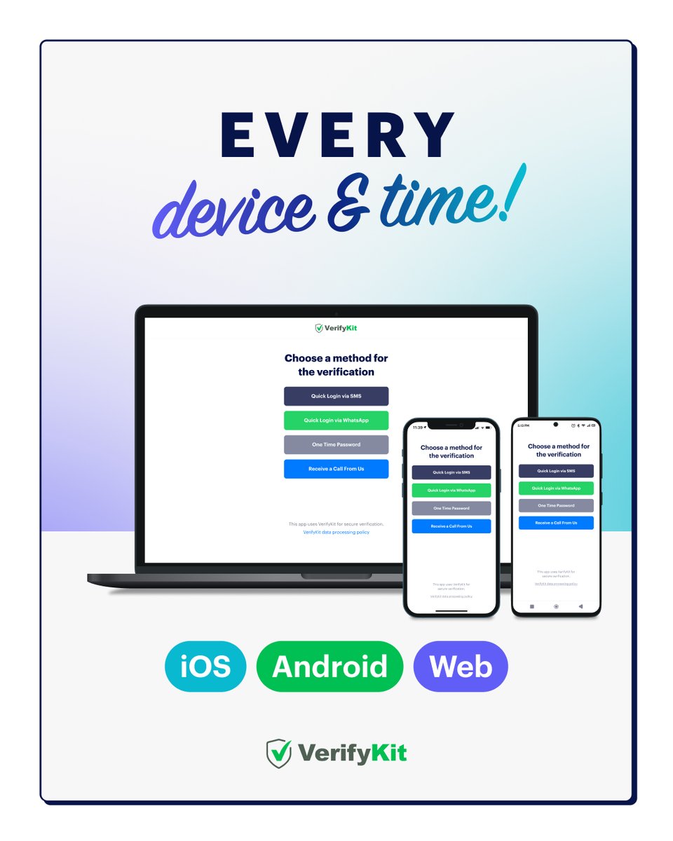 vrfykit's tweet image. VerifyKit is always by your side - on every device, every time. #VerifyKit #DeviceAgnostic #SecureAccess #UserVerification