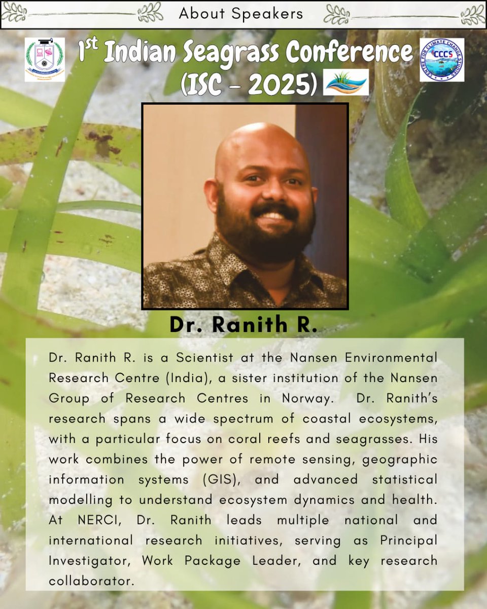 Meet speakers and panelists of #Indianseagrassconference2025 <a href="/SathyabamaSIST/">SathyabamaOfficial</a> #Chennai
Participate and encourage participation. 
Register here: forms.gle/mf91PaHHRPmkV4… web: indianseagrass.com
Stay tuned for more info <a href="/AmitKumar_ak14/">Amit Kumar</a> <a href="/Prakash_caridea/">Mission Shrimpossible!</a> <a href="/SilpaMkala/">Silpa M.S.</a> <a href="/KKunjulakshmi/">That shrimply amazing girl!</a>