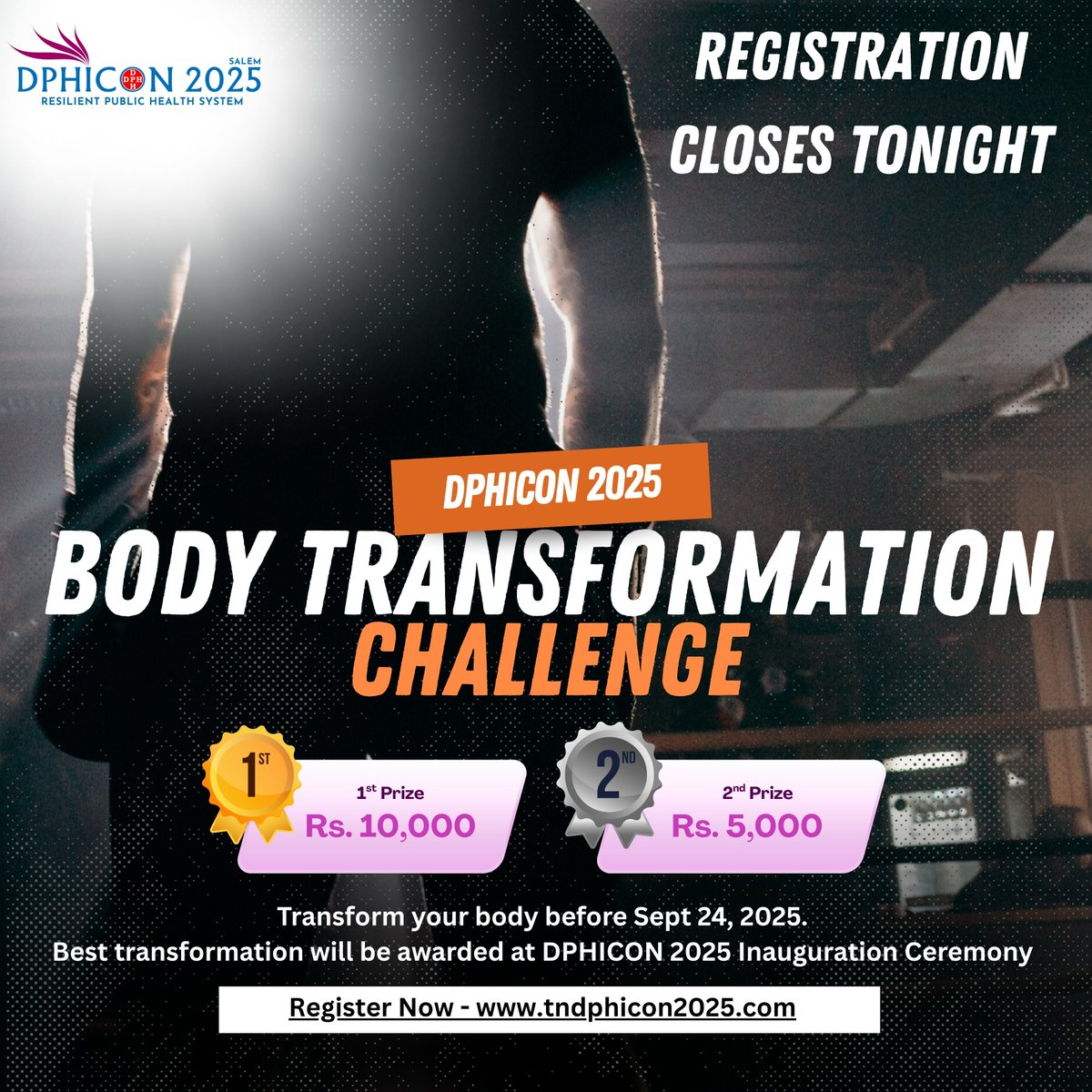 Directorate of Public Health & Preventive Medicine (@tndphpm) on Twitter photo 🔴Registration for Body Transformation Challenge Closes Tonight !!!!
Register Now: docs.google.com/forms/d/12WB8P…
<a href="/Subramanian_ma/">Subramanian.Ma</a> <a href="/DrSelvaTN/">Selva</a> <a href="/NHM_TN/">National Health Mission - Tamil Nadu</a> <a href="/UNICEFIndia/">UNICEF India</a> @icmrnirt <a href="/UNDP_India/">UNDP India</a> <a href="/TNDIPRNEWS/">TN DIPR</a> <a href="/icmr_nie/">ICMR - National Institute of Epidemiology</a> <a href="/tnfoodsafety/">Tamil Nadu Food Safety</a> <a href="/TNDIPRNEWS/">TN DIPR</a> 🔴Registration for Body Transformation Challenge Closes Tonight !!!!
Register Now: docs.google.com/forms/d/12WB8P…
<a href="/Subramanian_ma/">Subramanian.Ma</a> <a href="/DrSelvaTN/">Selva</a> <a href="/NHM_TN/">National Health Mission - Tamil Nadu</a> <a href="/UNICEFIndia/">UNICEF India</a> @icmrnirt <a href="/UNDP_India/">UNDP India</a> <a href="/TNDIPRNEWS/">TN DIPR</a> <a href="/icmr_nie/">ICMR - National Institute of Epidemiology</a> <a href="/tnfoodsafety/">Tamil Nadu Food Safety</a> <a href="/TNDIPRNEWS/">TN DIPR</a>