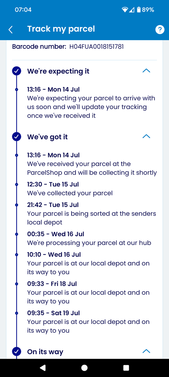 ShadeVaper's tweet photo. @evrisupportline  your service is an absolute joke, this parcel was sent next day delivery last Monday, 6 days ago, I've requested multiple calls backs, and it's actually impossible to speak to a human being. Named Evri cos there's Evri chance you won't get the item https://t.co/HLEBYVlj3O
