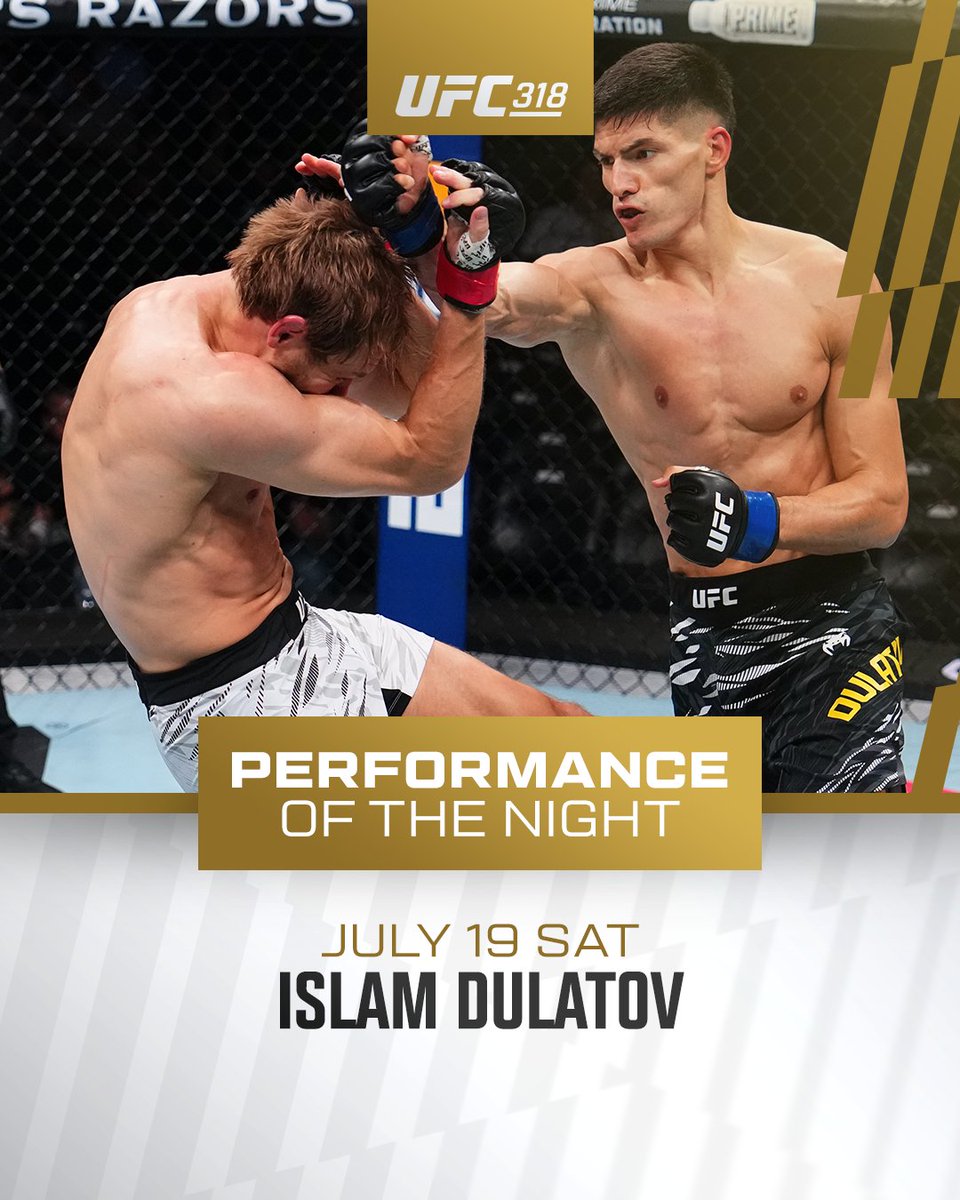 UFCEurope's tweet image. The best way to top off your debut ๐ #UFC318
Islam Dulatov takes home Performance of the Night!