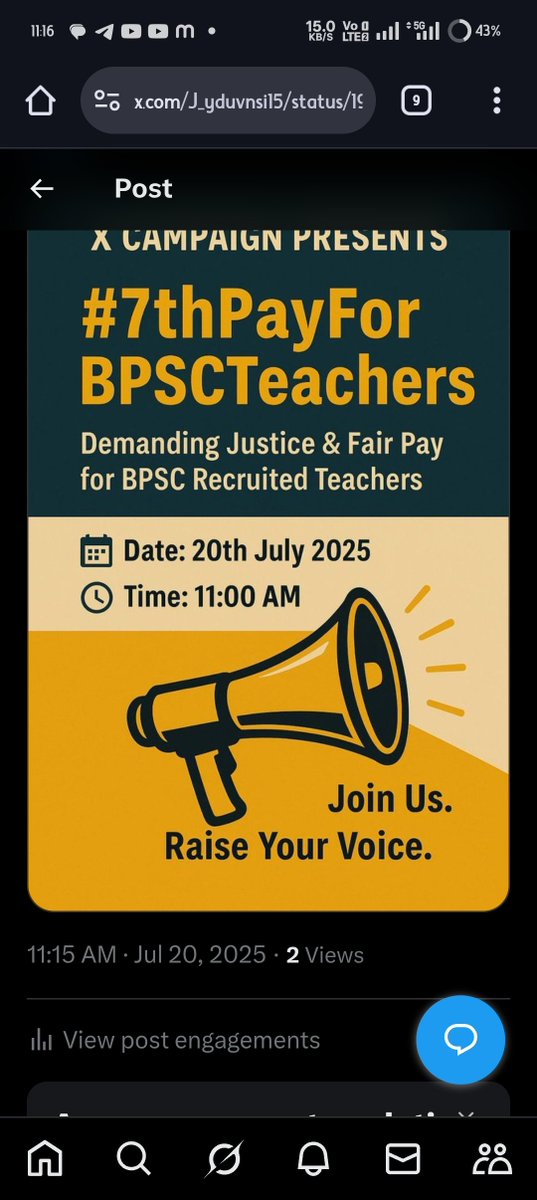 हमारी मांगे पूरी होनी चाहिए , हम भी नियमित कर्मचारी है , हमें इसका लाभ मिलना चाहिए। 

#7thPayForBPSCTeachers 
#7th