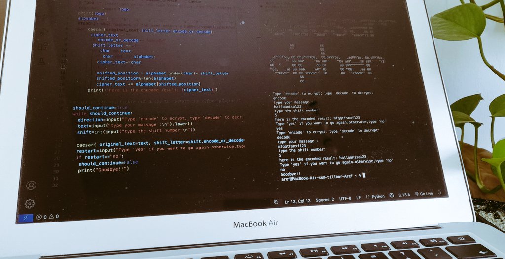 Anis_Ataee's tweet image. Grateful for my professor’s help in completing the Caesar Cipher project.🙏🌹 I learned so much!

@a_daneshyar
@CodeToInspire
@f_forough
#AfghanGirlsCode #Python #LearningToCode #WomenInTech