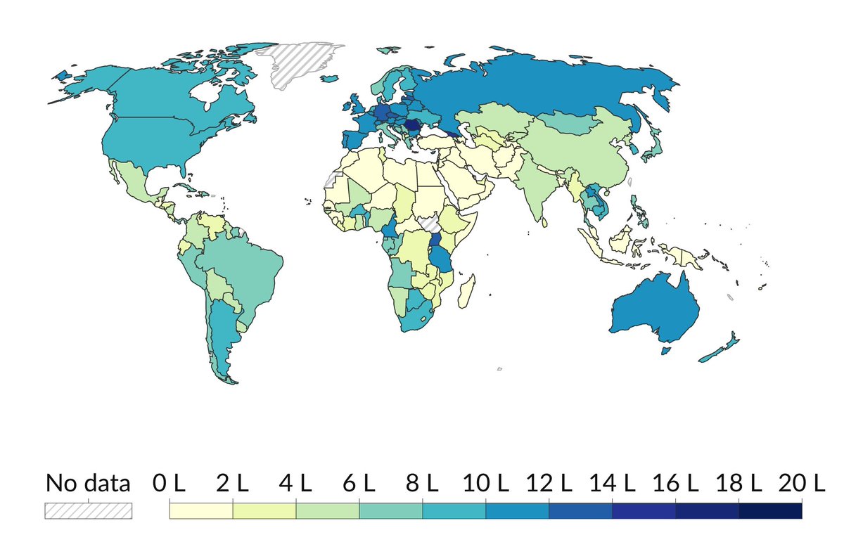World_Insights1's tweet image. Country by Alcohol Consumption Per Capita (Liters of Pure Alcohol)
1. 🇱🇻 Latvia - 12.2 L
2. 🇨🇿 Czech Republic - 11.6 L
3. 🇱🇹 Lithuania - 11.4 L
4. 🇦🇹 Austria - 11.3 L
5. 🇺🇬 Uganda - 11.2 L
6. 🇫🇷 France - 10.9 L
7. 🇱🇺 Luxembourg - 10.8 L
8. 🇩🇪 Germany - 10.6 L
9.…