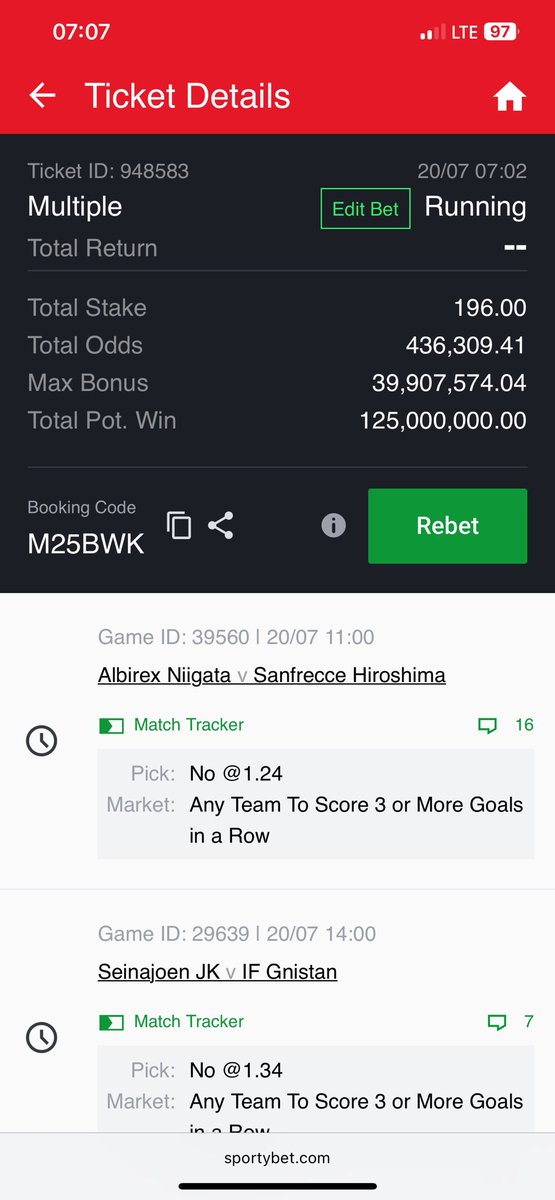 125 million boom 💥 

436k odds (Mixed option)

196 wins 125 million 

Retweet with your account