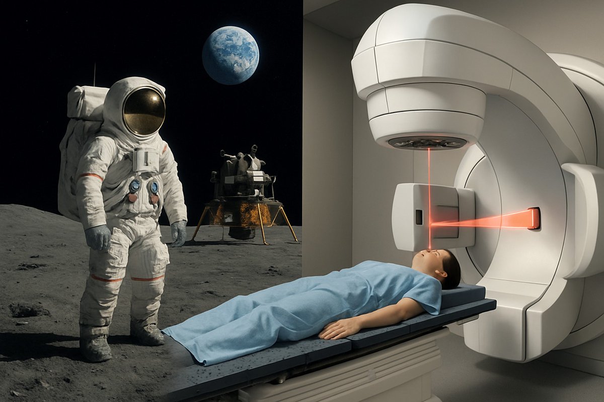 oncoradioHUVR's tweet image. El 20 de julio de 1969 🌕 llegamos a la Luna🚀
La misma física 📡 que guió al Apolo 11 - trayectorias precisas 🧭, control de energía ⚡- es la que hoy dirige los haces de radiación 💫 que usamos para tratar el cáncer 🎗️
Misma ciencia. Mismo sueño: ir + allá y preservar la vida❤️