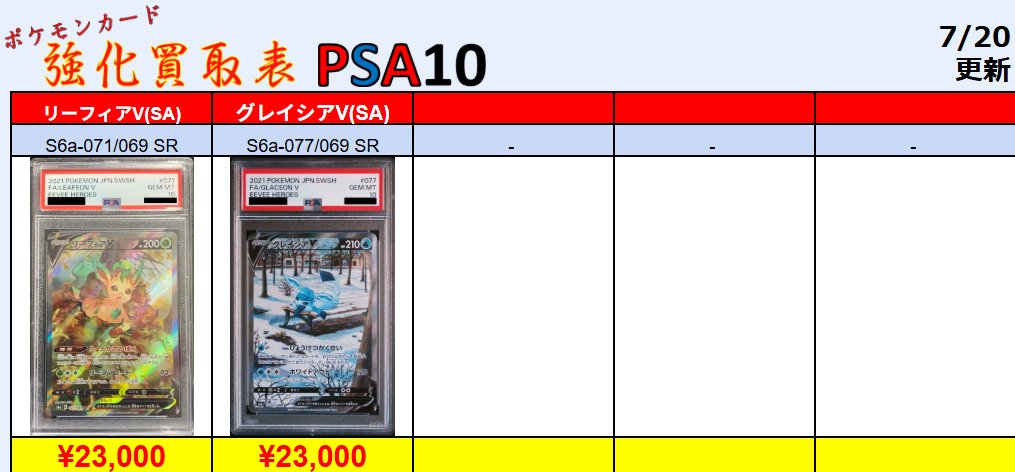 ポケモンカード グレイシアV リーフィアVセット PSA10 値下げしました スペシャルカードセット 草のリーフィアVSTAR・氷のグレイシアVSTAR
