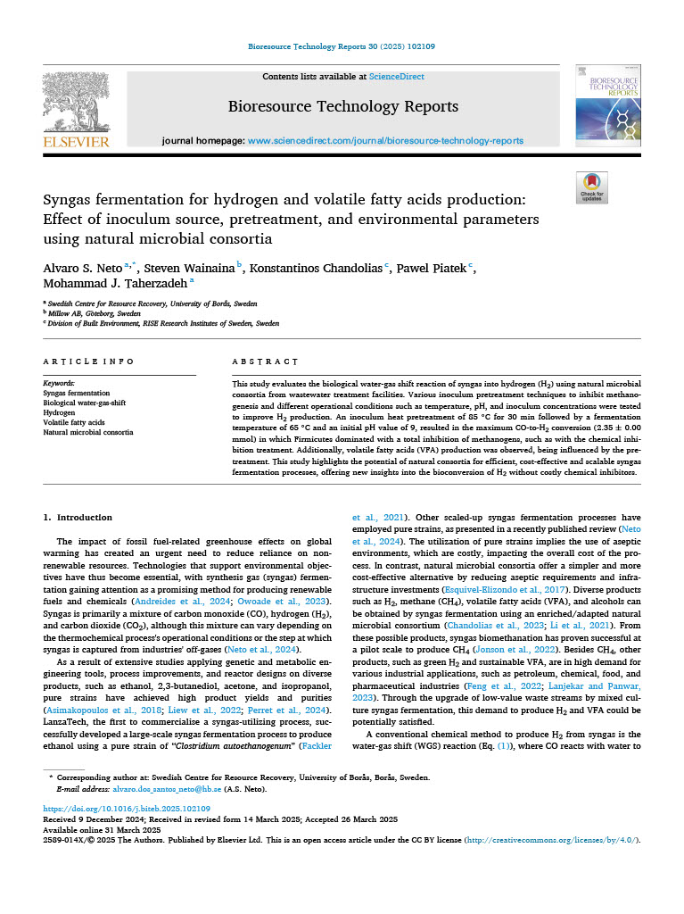 CBE_JU's tweet image. New #CBEresearch shows how microbes from wastewater can turn syngas into clean hydrogen & valuable fatty acids without chemical additives. The results show that complex gases can be transformed into sustainable building blocks for energy, food & industry.
sciencedirect.com/science/articl…